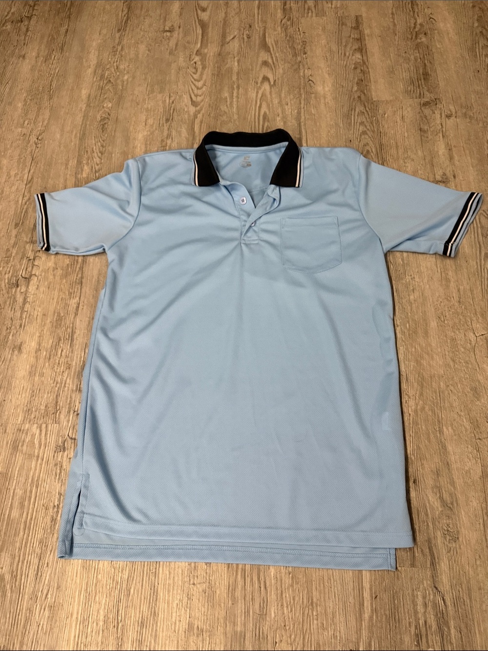 Men's Light Blue Polo with Black Contrast Collar